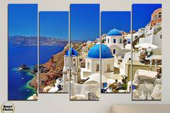 Декоративно пано за стена от 5 части с изглед от гръцки остров – HD-141