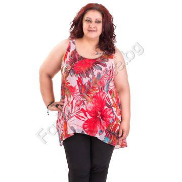 Цветен дамски топ с издължена задна част в големи размери