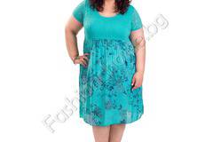 Лятна дамска рокля с флорални мотиви и дантела /голям размер/