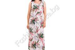 Дамска дълга рокля с широка презрамка с флорални мотиви