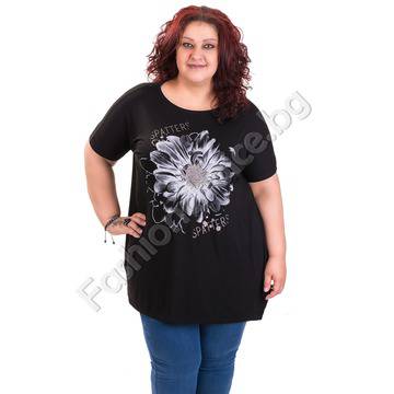 Лятна туника с цвете в пет свежи цвята /големи размери/