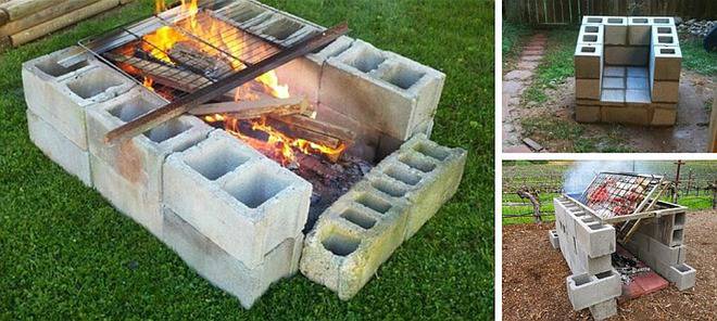 Бързо огнище или барбекю от бетонни блокчета