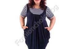 Туника тип балон за макси дами с горна част на ситно райе