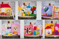 Текстилна тиха книжка-къща с пъзели и игри