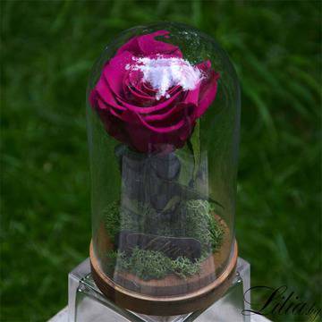 Вечна естествена цикламена роза в стъкленица