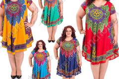 Свободна дамска рокля с индийски мотиви в няколко цвята (големи размери)