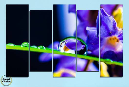 Декоративно пано за стена от 5 части – Абстракция в синьо – HD-471