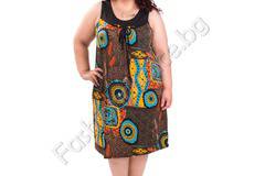 Лятна дамска рокля в модерен цветен принт-големи размери