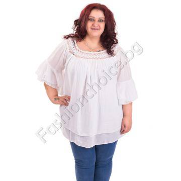 Разкошна лятна макси блуза с дантела в три цвята