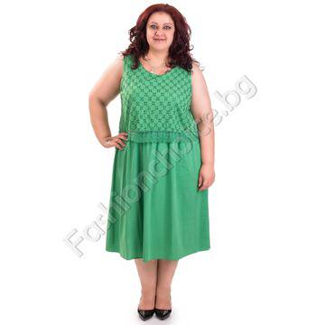 Елегантна макси рокля с акцент дантелена платка