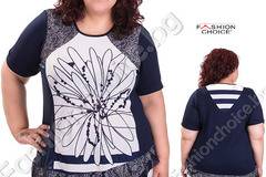 Кокетна макси туника с модерен принт и дантела