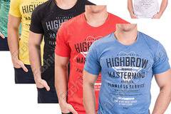 Мъжка тениска с напръскан ефект и надпис в шест цвята