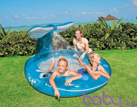 Intex Детски басейн с пръскалка Кит Детски надуваем басейн 57435NP – WHALE SPRAY POOL