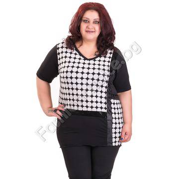 Кокетна макси туника на бели точки с издължена задна част