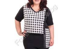 Кокетна макси туника на бели точки с издължена задна част