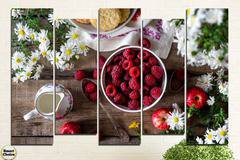 Декоративно пано за стена от 5 части – плодова закуска с малини – HD-732