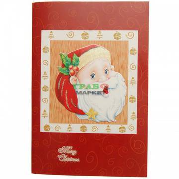 Музикална коледна картичка цветен принт върху картон с плик