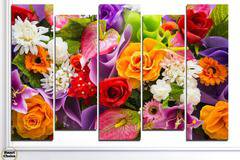 Декоративно пано за стена от 5 части – Жизнерадостни летни цветя – HD-722