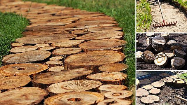 Градинска пътека от дървесни шайби