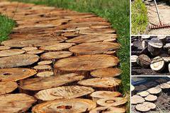 Градинска пътека от дървесни шайби