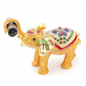 Декоративна кутийка от метал за бижута във формата на слон – фаберже