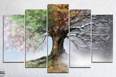 Декоративно пано за стена от 5 части – Изображение на дърво Четири сезона – HD-723