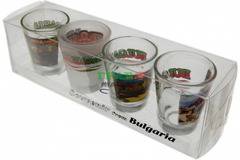 Комплект четири броя сувенирни стъклени чаши с декорация