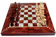 Комплект шах и табла в луксозна кутия от дърво