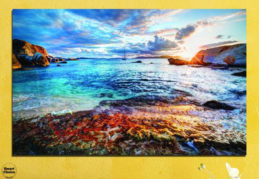 Картина пано за стена от 1 част – Морски изгрев в ярки цветове – HD-244-1