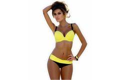 Модерен бански в жълто и черно