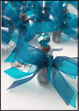 Подаръче за сватба Лазурит с двойна панделка и кристал над 20 бр