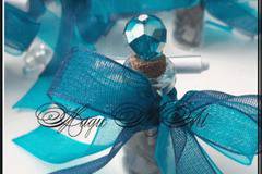 Подаръче за сватба Лазурит с двойна панделка и кристал над 20 бр