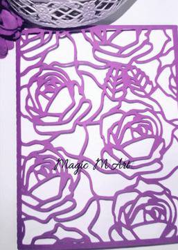 Сватбена покана с рози тъмно лилаво 1063