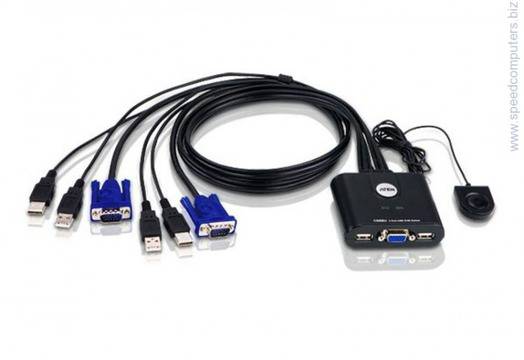 ATEN CS22U 2-Port USB VGA Cable KVM Switch with Remote Port Selector