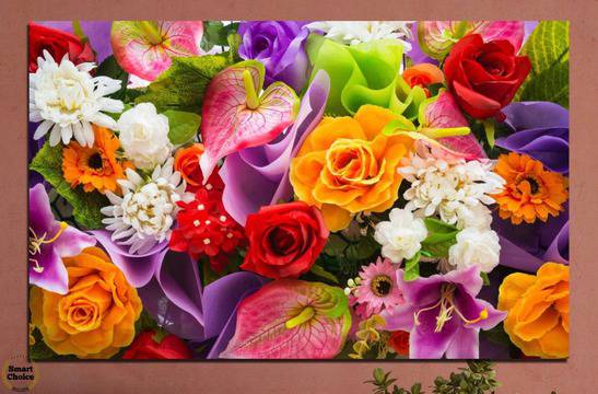 Картина пано за стена от 1 част – Жизнерадостни летни цветя – HD-722-1