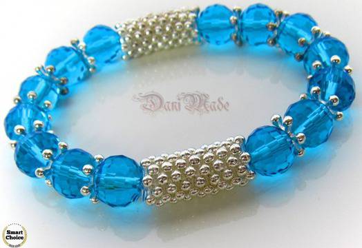 Дамска гривна от син фасетиран чешки кристал – DM-2290