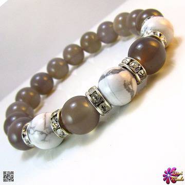 Дамска гривна от естествени камъни Ахат и Хаулит – DM-2321