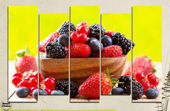 Декоративно пано за стена от 5 части с горски плодове – HD-743