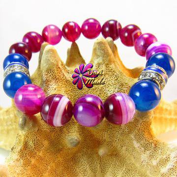 Дамска гривна от естествени камъни Ахат и Аквамарин – DM-2307