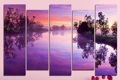 Декоративно пано за стена от 5 части – Романтичен изглед край реката – HD-389