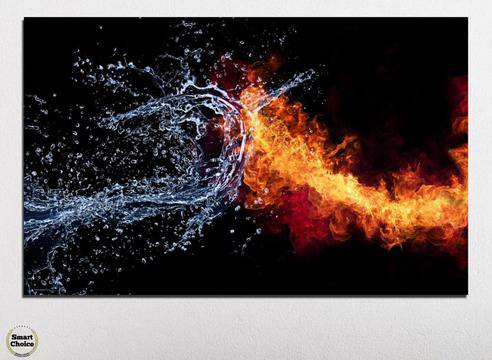 Картина пано за стена от 1 част с Фън Шуй мотив Огън и Вода – HD-063-1