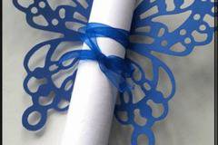 Сватбена покана пеперуда свитък в тъмно синьо 2036