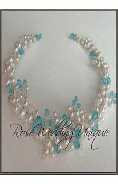 Кристална диадема за коса Тюркоаз и бяло модел Shining Sea