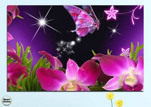Картина пано за стена от 1 част с пеперуда и Орхидеи – HD-240-1