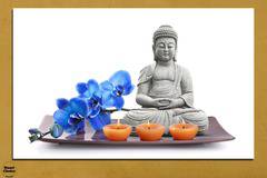 Картина пано за стена от 1 част с Буда и синя орхидея – HD-568-1