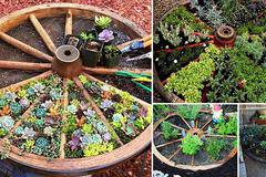 Колела от каруци в градината