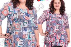 Кокетна макси туника с ръкави от шифон, асиметричен модел