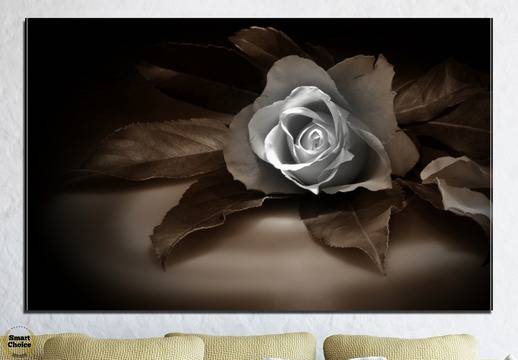 Картина пано за стена от 1 част с изображение на роза в черно и бяло – HD-590-1