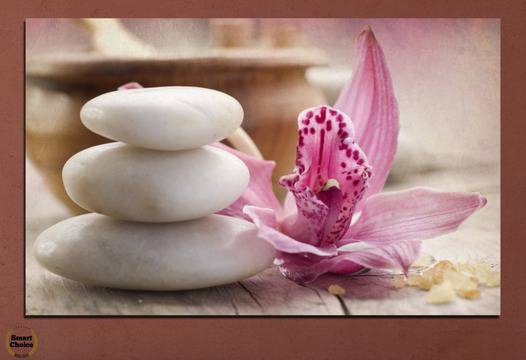 Картина пано за стена от 1 част с орхидея и бели Дзен камъни – HD-567-1