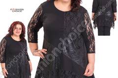 Разкошна макси туника с дантела в класическо черно